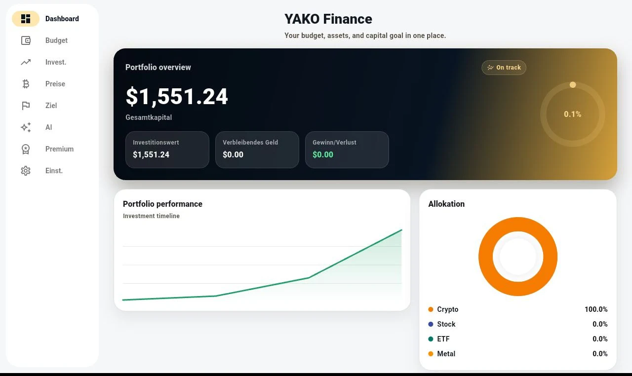 YAKO Finance product interface